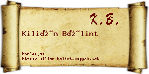 Kilián Bálint névjegykártya