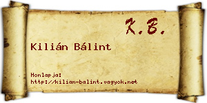 Kilián Bálint névjegykártya
